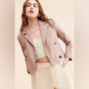 Maeve Cropped Vegan Leather Blazer